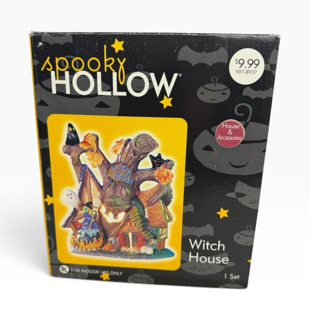 Spooky Hollow Witch House Halloween Village Lighted Tree Jo-Ann Fabrics 2003